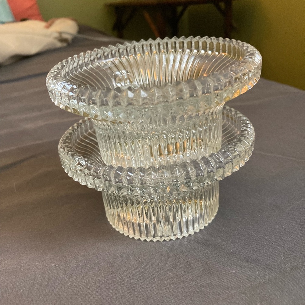 Vintage Pair Glass Candleholders. No chips or scratches.